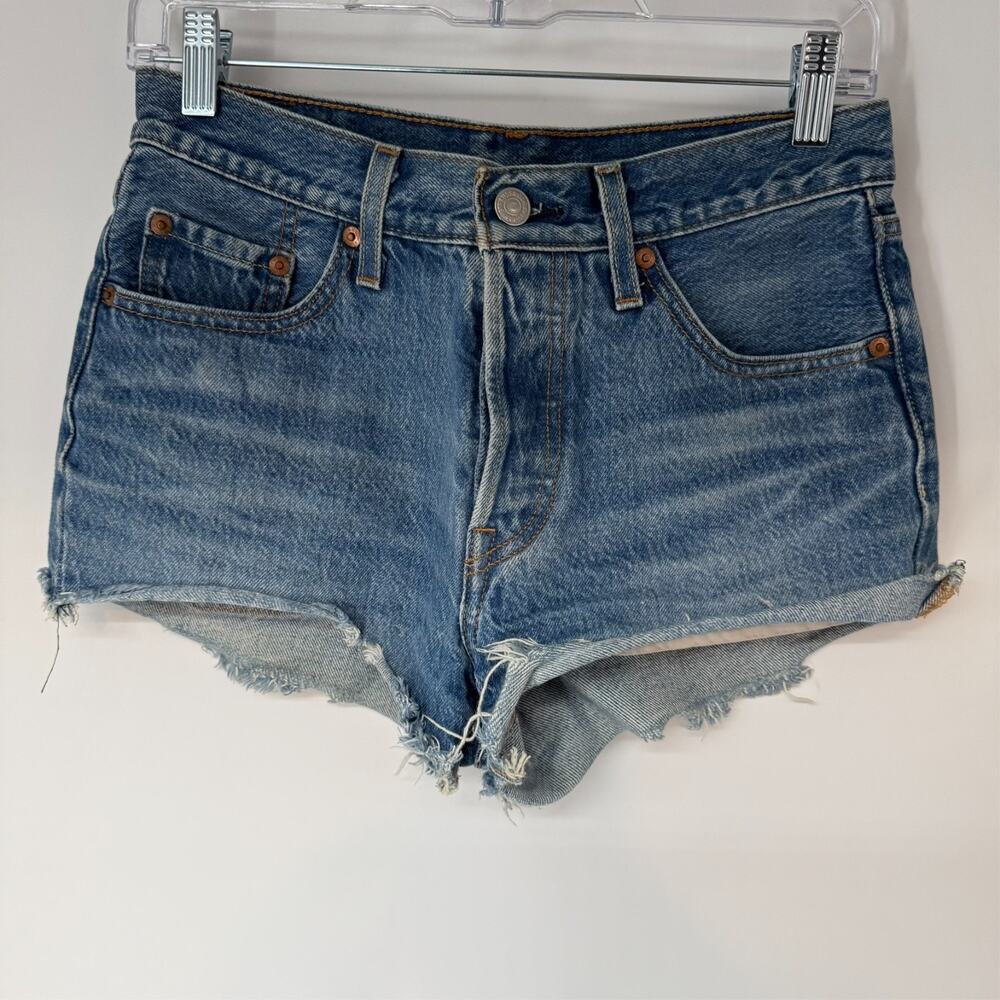 Levi’s 501 Denim Shorts Womens Size 25 Blue Mid Rise Button Fly Cut Off Y2K